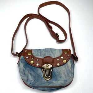 Girls Denim Studded Crossbody Purse